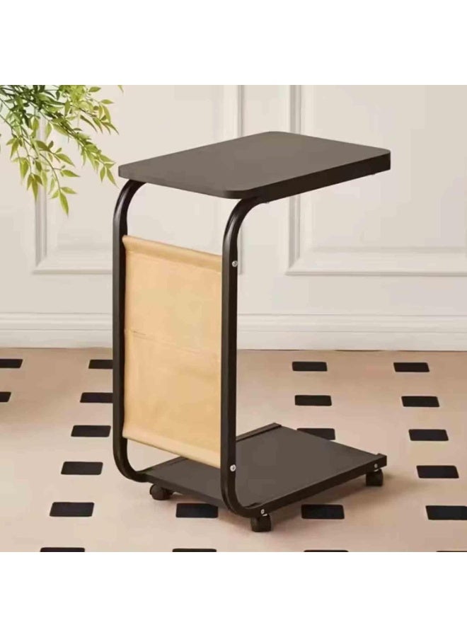 DubaiGallery Elegant Mobile Side Table with Top Tray, Bottom Shelf and Magazine Holder, Durable Steel Frame, Ideal for Small Spaces, Living Room or Bedroom, 40×29×60 cm - Image 2